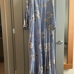 Philosophy Blue and Silver Gown 3/4 Sleeve Crew Neck